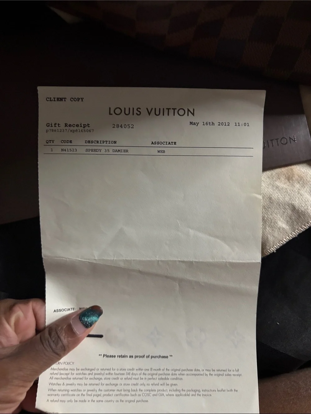 Louis Vuitton Damier Ebene Speedy 35 Satchel with Red Interior